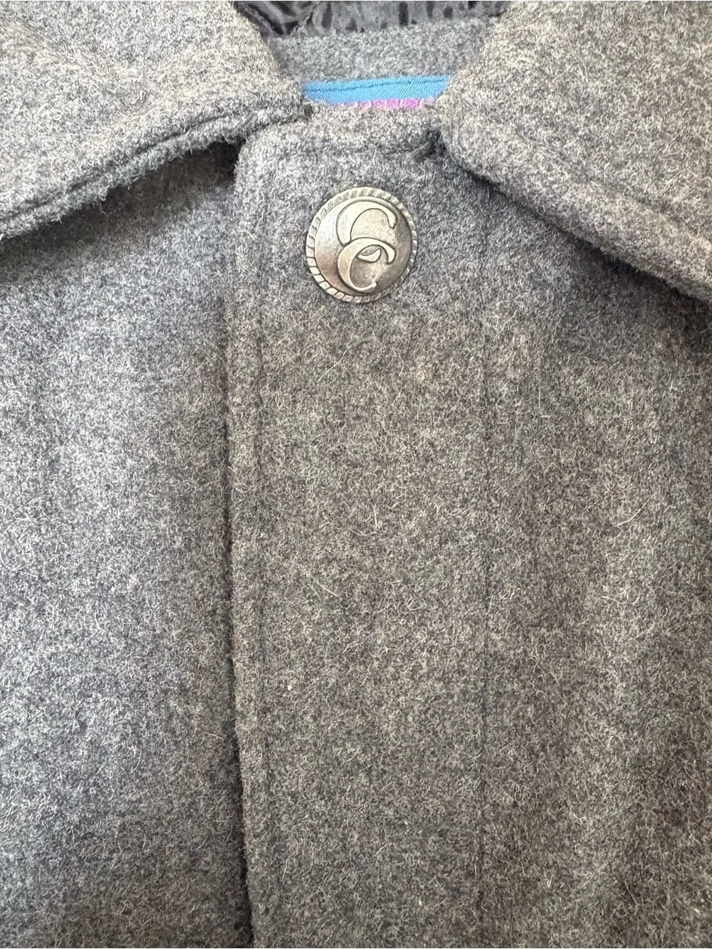 Men's Charcoal Wool Button-Front Vest with Zip Chest Pocket